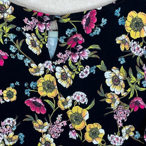 J. Jill Wearever Collection Floral Tunic Dress Black Yellow Pink Size MP - Picture 6 of 11